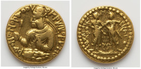 INDIA. Kushan Empire. Huvishka (ca. AD 151-190). AV dinar (19mm, 7.93 gm, 12h). NGC (photo-certificate) Fine. Kushan standard, Bactria, main mint (pro...