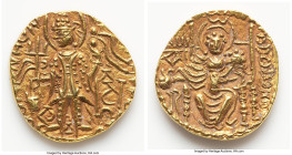 INDIA. Kushan Empire. Vasudeva II (ca. AD 275-300). AV stater (20mm, 7.79 gm, 12h). Choice XF. Kushan standard, debased issues, uncertain mint. Vasude...
