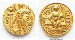 INDIA. Gupta Empire. Samudragupta I (ca. AD 344-378). AV dinar (20mm, 7.87 gm, 12h). Choice XF. Javelin Type. Samarasatavitatavijayo jitaripurajito di...
