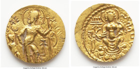INDIA. Gupta Empire. Samudragupta I (ca. AD 344-378). AV dinar (20mm, 7.74 gm, 11h). XF. Battle-Axe Type. Krtantaparasur jayatyajita rajajetatjitah (B...
