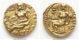 INDIA. Gupta Empire. Samudragupta I (ca. AD 344-378). AV dinar (19mm, 7.80 gm, 12h). AU. Lyrist Type. Maharajadhirajah Sri-Samudraguptah (Brahmi), Sam...