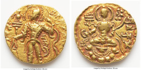 INDIA. Gupta Empire. Chandragupta II Vikramaditya (ca. AD 383-412). AV dinar (20mm, 7.73 gm, 12h). Choice XF. Archer Type. Deva Sri Maharajadhiraja Sr...