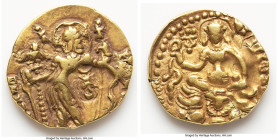 INDIA. Gupta Empire. Kumaragupta I Mahendraditya (ca. AD 407-450). AV dinar (20mm, 8.13 gm, 12h). Choice XF. Archer Type. Vijitavaniravanipatih Kumara...