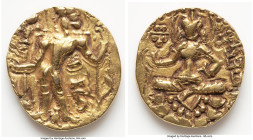 INDIA. Gupta Empire. Kumaragupta III (before ca. AD 543). AV dinar (22m, 9.53 gm, 1h). Choice Fine. Archer Type. Rajadhiraja- (Brahmi), Kumaragupta II...