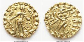 INDIA. Post-Gupta (Samatata). Vira Chandra? (ca. AD 635-640). AV dinar (22mm, 5.62 gm, 10h). Choice XF. Conch Standard, Anonymous Issue, Group E. King...