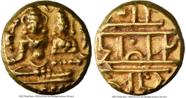 Vijayanagar-Sangama. Devaraya I gold Pagoda ND (1406-1422) AU Details (Reverse Scratched) NGC, Fr-352, Mitch-879. Featuring a seated Shiva-Parvati, as...