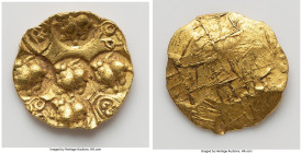 Western Chalukyas. Somesvara I gold Pagoda ND (1043-1068) XF, Fr-278. 3.83gm. Punch marks consisting of five stylized lions, two punches of Sri and on...
