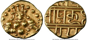 Nayakas of Chitradurga. Madakeri Nayaka gold Pagoda ND (1565-1779) AU58 NGC, Fr-381. Obverse features Durga seated facing wearing headdress, while on ...