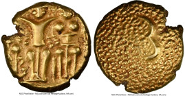Arcot-Carnatic Sultanate. Muhammad Ali gold Pagoda (1751-1795) AU55 NGC, KM-14, Fr-905. 3.40gm. Glowing honey surfaces feature three "swamis" on obver...
