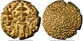 British India. Madras Presidency gold Pagoda (1740-1807) UNC Details (Obverse Damage) NGC, Fort St. George mint, KM304, Fr-1575. 3.46gm. Three 'Swami'...