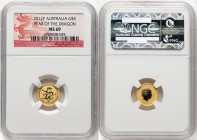 Elizabeth II gold "Year of the Dragon" 5 Dollars (1/20 oz) 2012-P MS69 NGC, Perth mint, KM1670. HID09801242017 © 2025 Heritage Auctions | All Rights R...