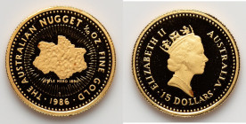 Elizabeth II gold Proof "Nugget - Little Hero" 15 Dollars (1/10 oz) 1986-P UNC, Perth mint, KM89. HID09801242017 © 2025 Heritage Auctions | All Rights...