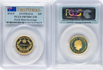 Elizabeth II gold Proof "Australian Sovereign" 25 Dollars 2014-P PR70 Deep Cameo PCGS, Perth mint, cf. KM1934 (2014 Unlisted). First Strike. HID098012...
