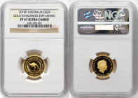 Elizabeth II gold "25th Anniversary of the Kangaroo" 25 Dollars (1/4 oz) 2014-P PR67 Ultra Cameo NGC, Perth mint. HID09801242017 © 2025 Heritage Aucti...