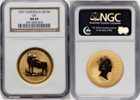 Elizabeth II gold "Year of the Ox" 100 Dollars (1 oz) 1997 MS69 NGC, Perth mint, KM337. Lunar series I. HID09801242017 © 2025 Heritage Auctions | All ...