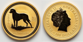 Elizabeth II gold Proof "Year of the Dog" 100 Dollars (1 oz) 2006 UNC, KM1905. HID09801242017 © 2025 Heritage Auctions | All Rights Reserved www.HA.co...