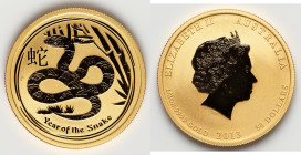 Elizabeth II gold Proof "Year of the Snake" 50 Dollars (1/2 oz) 2013-P UNC, Perth mint, KM1998. Lunar Series. HID09801242017 © 2025 Heritage Auctions ...
