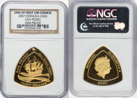 British Overseas Territory. Elizabeth II gold Proof "Bermuda - San Pedro" 30 Dollars (1 oz) 2007 Gem Proof NGC, KM-D168. Mintage: est. 750. One of the...