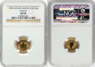 Elizabeth II gold "Eagles" 5 Dollars (1/10 oz) 1998 MS68 NGC, Royal Canadian mint, cf. KM188 (Privy mark Unlisted), Fr-B4. Family of eagles privy mark...