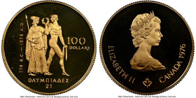 Elizabeth II gold Proof "1976 Montreal Olympics" 100 Dollars (1/2 oz) 1976 PR67 Ultra Cameo NGC, Royal Canadian mint, KM116. HID09801242017 © 2025 Her...