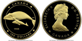 Elizabeth II gold Proof "Bowhead Whales" 100 Dollars 1988 PR69 Ultra Cameo NGC, Royal Canadian mint, KM162. HID09801242017 © 2025 Heritage Auctions | ...