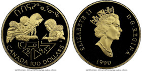 Elizabeth II gold Proof "International Literacy Year" 100 Dollars 1990 PR69 Ultra Cameo NGC, Royal Canadian mint, KM171. HID09801242017 © 2025 Heritag...