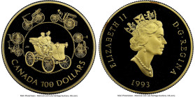 Elizabeth II gold Proof "The Featherstonhaugh" 100 Dollars 1993 PR69 Ultra Cameo NGC, Royal Canadian mint, KM245. A commemorative issue of Canada's fi...