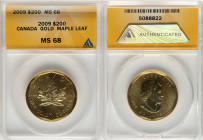 Elizabeth II gold "Maple Leaf" 200 Dollars (1 oz) 2009 MS68 ANACS, Royal Canadian mint, KM1162. HID09801242017 © 2025 Heritage Auctions | All Rights R...