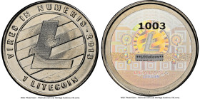 Lealana nickel-plated brass Loaded (Unredeemed) 1 Litecoin (LTC) 2013 MS67 NGC, Ahonen-pg 199. Mintage: 2,960. Serial #1003. Type PF. 30mm. Black Addr...