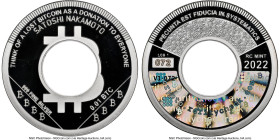 Rarity Check silver Proof Non-Loaded (Unfunded) "Lost Coin" 0.01 Bitcoin (BTC) 2022 PR68 Ultra Cameo NGC, Ahonen-Unl. Serial #072. Firstbits V1-072. B...