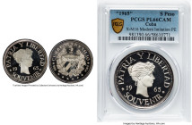 Exile Issue silver Prooflike Souvenir Peso 1965-Dated PL66 Cameo PCGS, KM-XM16. Plain edge. A elusive Modern Imitation issue that is satisfying to vie...