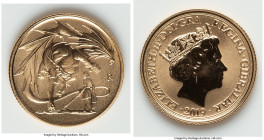British Overseas Territory. Elizabeth II gold "Saint George & The Dragon" Sovereign 2019 UNC, KM-Unl. Accompanied by Uniface plastic copy. HID09801242...