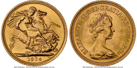 Elizabeth II gold Sovereign 1974 MS64 NGC, KM919. Mintage: 5,003,000 HID09801242017 © 2025 Heritage Auctions | All Rights Reserved www.HA.com/TexasAuc...