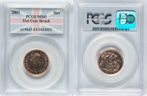 Elizabeth II gold Sovereign 2001 MS65 PCGS, KM1002. 31st Coin Struck. HID09801242017 © 2025 Heritage Auctions | All Rights Reserved www.HA.com/TexasAu...