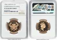 Elizabeth II gold Proof "Commonwealth Games" 2 Pounds 1986 PR70 Ultra Cameo NGC, Llantrisant mint, KM947. HID09801242017 © 2025 Heritage Auctions | Al...
