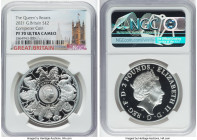 Elizabeth II silver Proof "Queen's Beasts - Completer Coin" 2 Pounds (1 oz) 2021 PR70 Ultra Cameo NGC, S-QBCSB11. The Queen's Beasts series. HID098012...