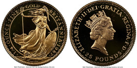 Elizabeth II gold Proof "Britannia" 25 Pounds (1/4 oz) 1987 PR69 Ultra Cameo NGC, KM951. HID09801242017 © 2025 Heritage Auctions | All Rights Reserved...