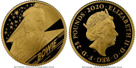 Elizabeth II gold Proof "David Bowie" 25 Pounds (1/4 oz) 2020 PR70 Ultra Cameo NGC, S-DB6. Music Legends series. Accompanied by original box and COA #...