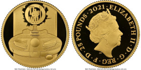 Elizabeth II gold Proof "The Who" 25 Pounds (1/4 oz) 2021 PR70 Ultra Cameo NGC, S-WH6. Music Legends series. Accompanied by original box and COA #0368...
