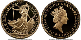 Elizabeth II gold Proof "Britannia" 50 Pounds (1/2 oz) 1988 PR70 Ultra Cameo NGC, KM952. HID09801242017 © 2025 Heritage Auctions | All Rights Reserved...
