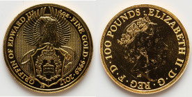 Elizabeth II gold "Griffin of Edward III" 100 Pounds (1 oz) 2017 UNC, S-QBBGC3. The Queen's Beasts series. HID09801242017 © 2025 Heritage Auctions | A...