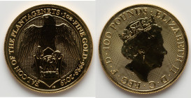 Elizabeth II gold "Falcon of the Plantagenets" 100 Pounds (1 oz) 2019 UNC, S-QBBGC7. The Queen's Beasts series. HID09801242017 © 2025 Heritage Auction...