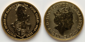 Elizabeth II gold "White Horse of Hanover" 100 Pounds (1 oz) 2020 UNC, S-QBBGC9. The Queen's Beasts series. HID09801242017 © 2025 Heritage Auctions | ...