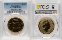 Elizabeth II gold "Elton John" 100 Pounds (1 oz) 2021 MS69 PCGS, S-EJ7A. Music Legends series. Mintage: 2,500. Ex. Heritage Auctions 65188 (April 2025...