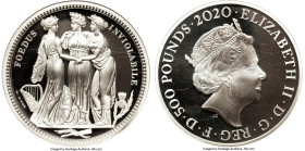 Elizabeth II silver Proof "Three Graces" 500 Pounds (1 Kilo) 2020 PR69 Ultra Cameo NGC, KM-Unl., S-GE10. Mintage: 100. The Great Engravers series. Fir...