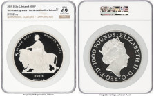Elizabeth II silver Proof "Una and the Lion" 1000 Pounds (2 Kilos) 2019 PR69 Ultra Cameo NGC, KM-Unl. 150mm. 2,010gm. Mintage: 40. The Great Engravers...