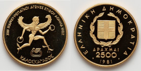 Republic gold Proof "Pan-European Games " 2500 Drachmai 1981 UNC, KM128. HID09801242017 © 2025 Heritage Auctions | All Rights Reserved www.HA.com/Texa...