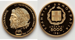 Republic gold Proof "Pan-European Games - Athens" 5000 Drachmai 1981 UNC, KM129. HID09801242017 © 2025 Heritage Auctions | All Rights Reserved www.HA....
