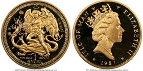 British Dependency. Elizabeth II gold Proof "Hong Kong Coin Show" Angel 1987-PM PR68 Ultra Cameo NGC, Pobjoy mint, KM191. Mintage: 1,000. HID098012420...
