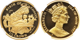 British Dependency. Elizabeth II gold Proof "Birth of Christ" 1/2 Crown 1997-PM PR69 Ultra Cameo NGC, Pobjoy mint. With Jeweled crown. HID09801242017 ...